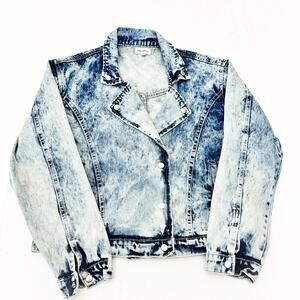 Superdown Acid Wash Blue Long Sleeve Denim Jacket Size M